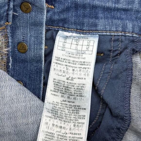 GUESS Distressed Tapered Leg Denim Overall Sz 23 Blue - Picture 8 of 10